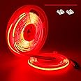 YUNBO 12V COB LED Strip Light Red 16.4ft Bright Dotless Self Adhesive High Density 480LEDs/M Flexible Cuttable Indoor Use IP20 LED Tape Light for Cabinet Home DIY Lighting Projects