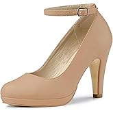 Allegra K Women's Round Toe Stiletto Heels Ankle Strap Pumps