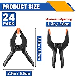 24 Pack 3.5 inch Plastic Spring Clamps, Black Heavy