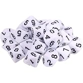 TecUnite 25 Pcs Polyhedral Dice Set,Black with White,10 Sides | 25 Pcs Black With White 10-Sided Acrylic Dice, Clear Numbers, Durable Waterproof Design, With Black Velvet Pouch