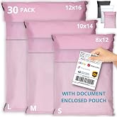 EMBALLAX Shipping Bags (30 Pack) with Label Pouch - 8x12, 10x14 &amp; 12x16 - Poly Mailers for Clothes, Self-Seal Plastic Mailing Envelopes - Tear &amp; Water-Resistant Packaging Bags for Clothing, Not Padded