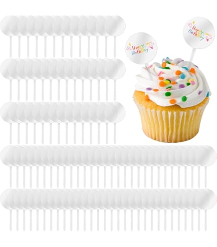 Suzile 200 Pcs 2-Inch Round Acrylic Cake Toppers - Clear DIY Cupcake Decorations