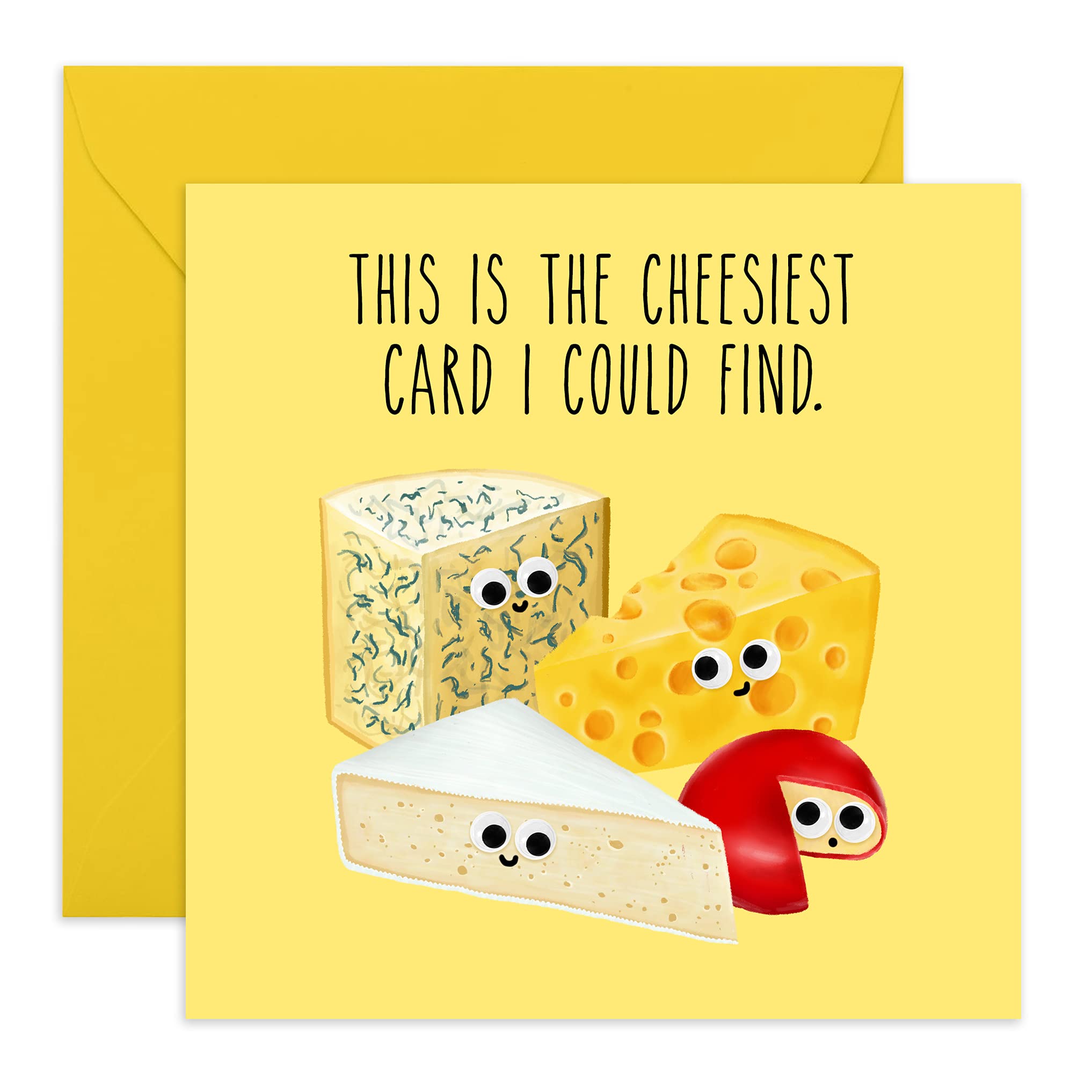 Cute Mothers Day Card - 'Cheesiest Card' - Anniversary Ideas - Funny Pun For Him, Her, Mum, Mama, Mummy - Different Cheeses - Birthday Cards - Comes With Fun Stickers