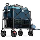 Timber Ridge 400L Folding Double Decker Wagon with Brakes, 54" Extra Long | Extender Wagon Cart, 450lbs Heavy Duty Collapsible Cart with All-Terrain Big Wheels for Camping, Sports, Shopping