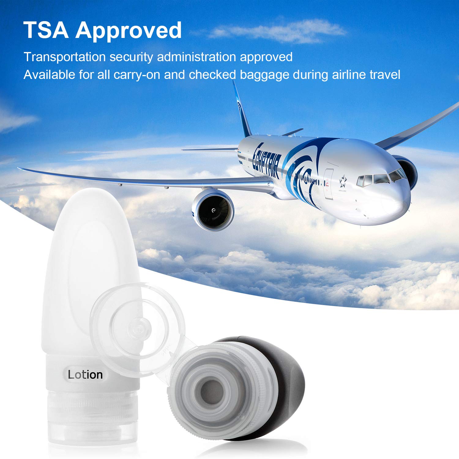 Travel Bottles Set Leakproof Silicone Refillable Squeezable Travel Containers with Labels and Clear Travel Bag for Shampoo, Conditioner, Lotion, Toiletries (#5 1.25oz4)