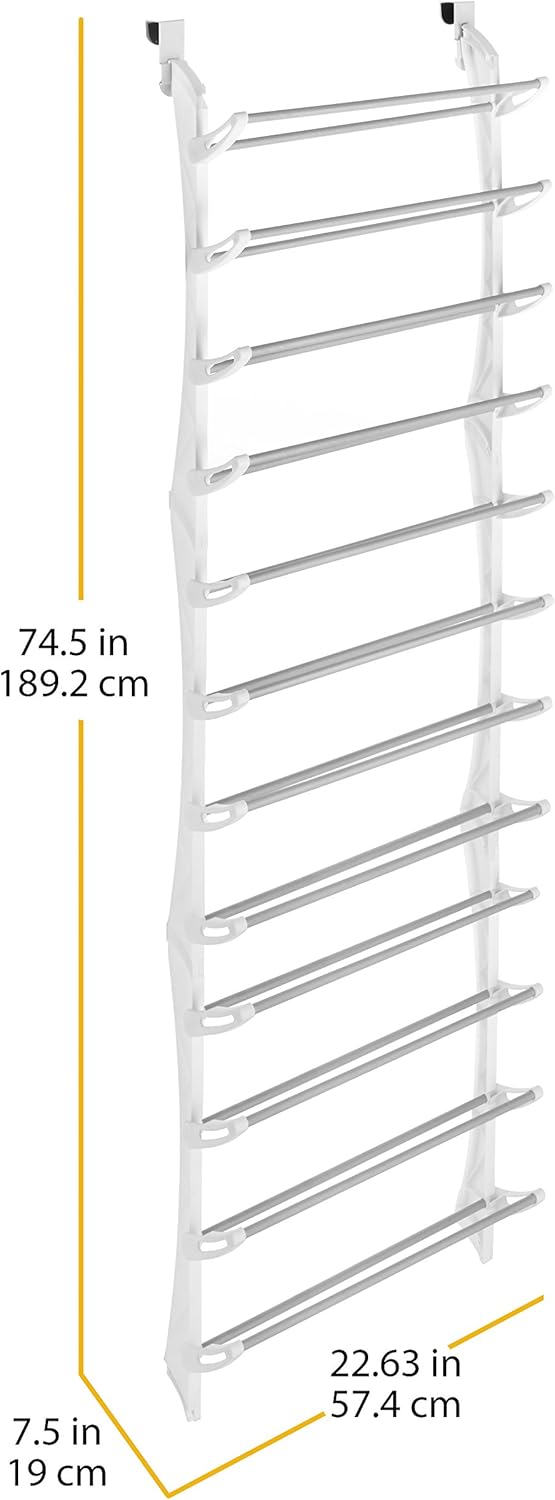 Whitmor Over the Door Shoe Rack - 36 Pair - Fold Up, Nonslip Bars: Home & Kitchen