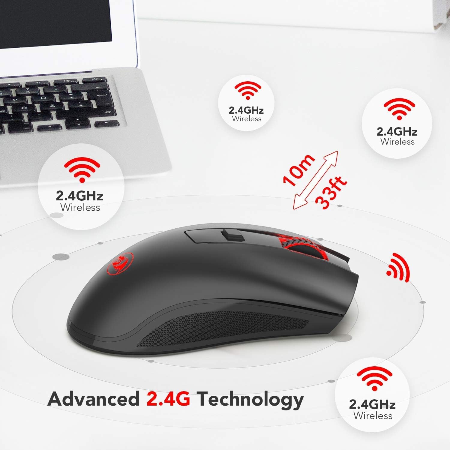 Redragon M652 Optical 2.4G Wireless Mouse with USB Receiver, Portable Gaming & Office Mice, 5 Adjustable DPI Levels - Image 5
