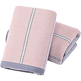 YiLUOMO Pink&Grey Hand Towel Set of 2 100% Cotton Muslin Modern Pattern Super Soft Absorbent Decorative Bath Hand Towels for Bathroom Couple Gift 13x 29 Inch