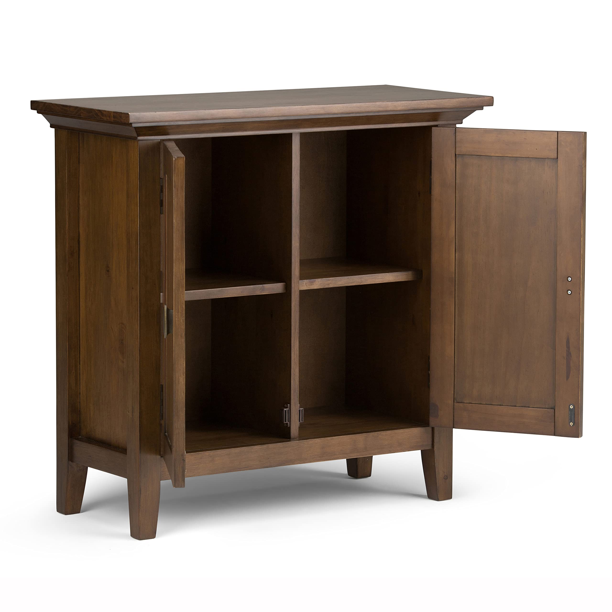 Armoire Redmond Simplihome - Bois Massif Marron 81.3cm - 2 Portes, 2 étagères Réglables - Rangement Compact