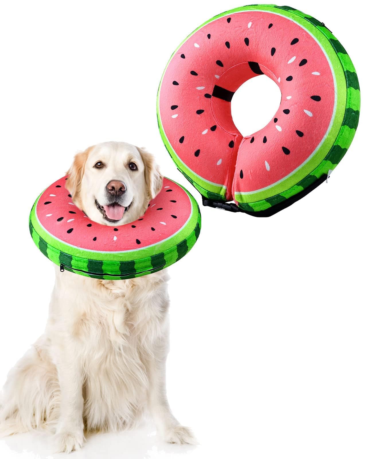 FWLWTWSS Inflatable Dog Collar Buster Collars for Dogs and Cats, Soft Comfy Protective Recovery Collar Adjustable Dog Donut Collar for After Surgery, Does not Block Vision(X-Large)