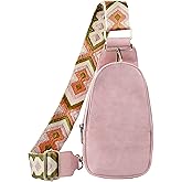 KlaOYer Sling Leather Bags For Women Crossbody Small Fanny Pack Purses Chest Bags With Guitar Strap For Gril Lady