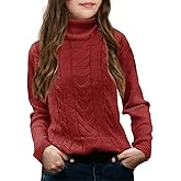 Girls Turtleneck Sweaters Pullover Kids Toddlers Cable Knit Long Sleeve Jumper Tops