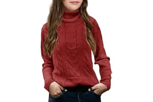 FEKERMIA Girls Turtleneck Sweaters Pullover Kids Toddlers Cable Knit Long Sleeve Jumper Tops