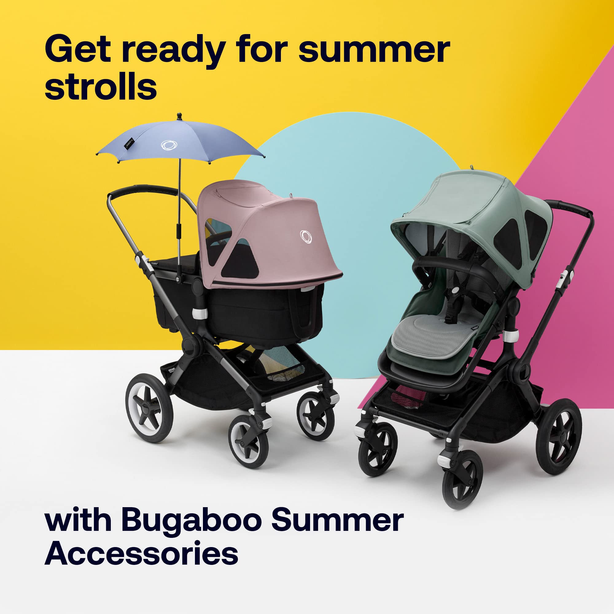 Bugaboo Breezy Sun Canopy, Extendable for Extra Coverage and Optimal Sun Protection, Water Repellent, Compatible with Fox/Cameleon 3/Lynx Strollers (Midnight Black)