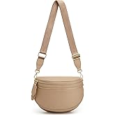 Kattee Crossbody Bag Bum Bags for Women, Leather Fanny Packs Belt Bag, Spacious Sling Purses for Women with RFID Blocking, Tan