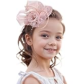 Zinniday Girls 2026 Kentucky Hat - Mini Pink Derby Fascinators with Hair Clip Veil Feather Fascinator Small Church Victoria Hats for Little Girl Tea Party Renaissance Masquerade Dress Up