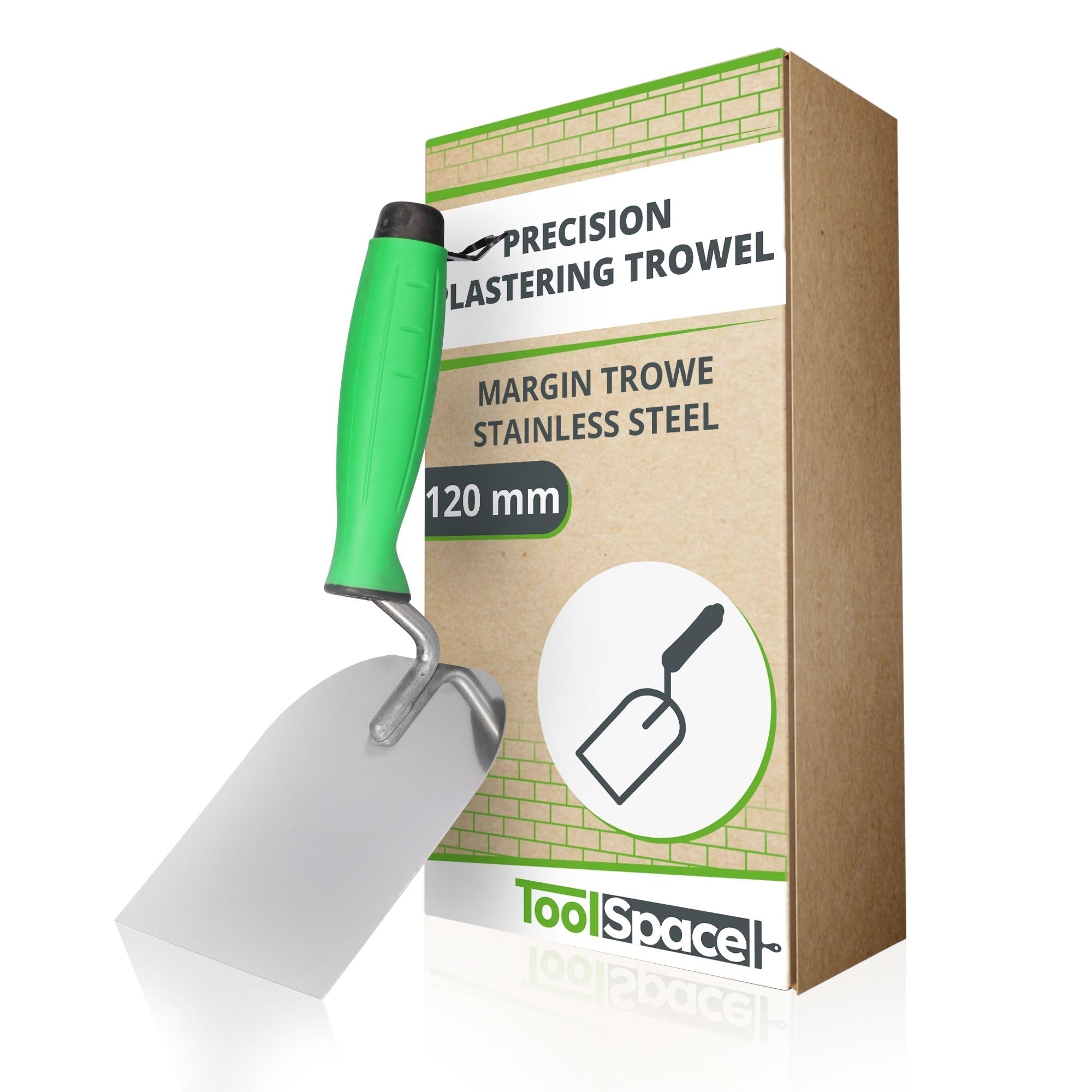 ToolSpace Precision plastering trowel made of stainless steel with rubberised handle, 120 mm, precise tool for applying mortar