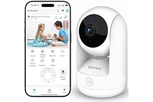 Kadymay Pet Camera for Dog Cat Indoor with 1-Key-Call and Motion Tracking, 2K 3MP HD Baby Monitor with Phone App, Live Video&Playback with Pan/Tilt Rotating, Wireless WiFi Cameras for Home Security