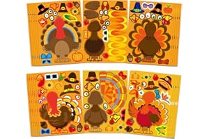 OTAITY Turkey Stickers 24 PCS Thanksgiving Stickers for Kids, Make Your Own Turkey Sticker Sheets for Thanksgiving Party Favors DIY Crafts Sticker Classroom Teacher Reward