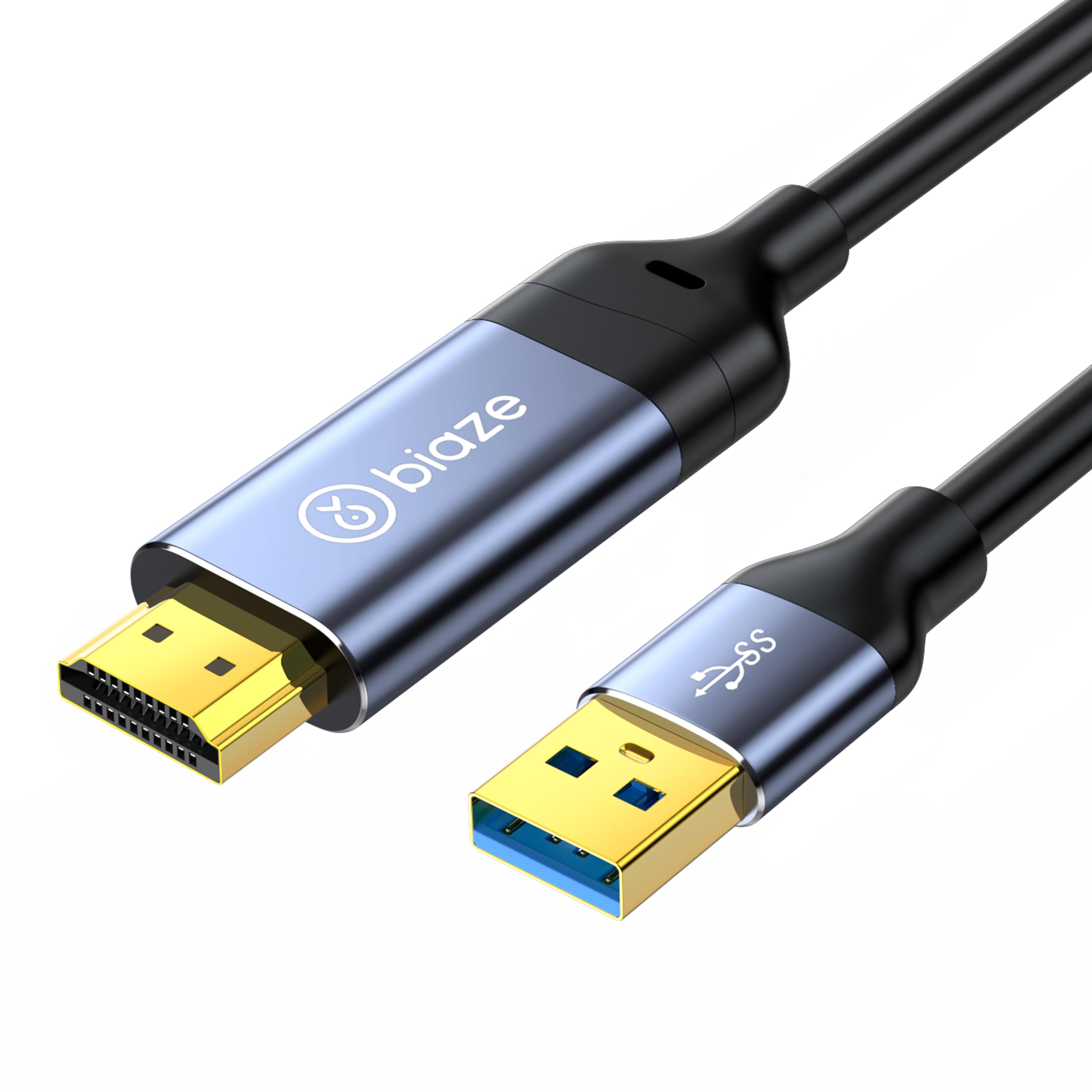Photo 1 of biaze USB 3.0 to HDMI Cable 5Ft, 1080P 60Hz 5Gbps High Speed Cable for Connecting Laptop/PC/PS5/Xbox/Switch to TV/Monitor/Projector, Screen Mirroring and Display Extension (USB to HDMI)