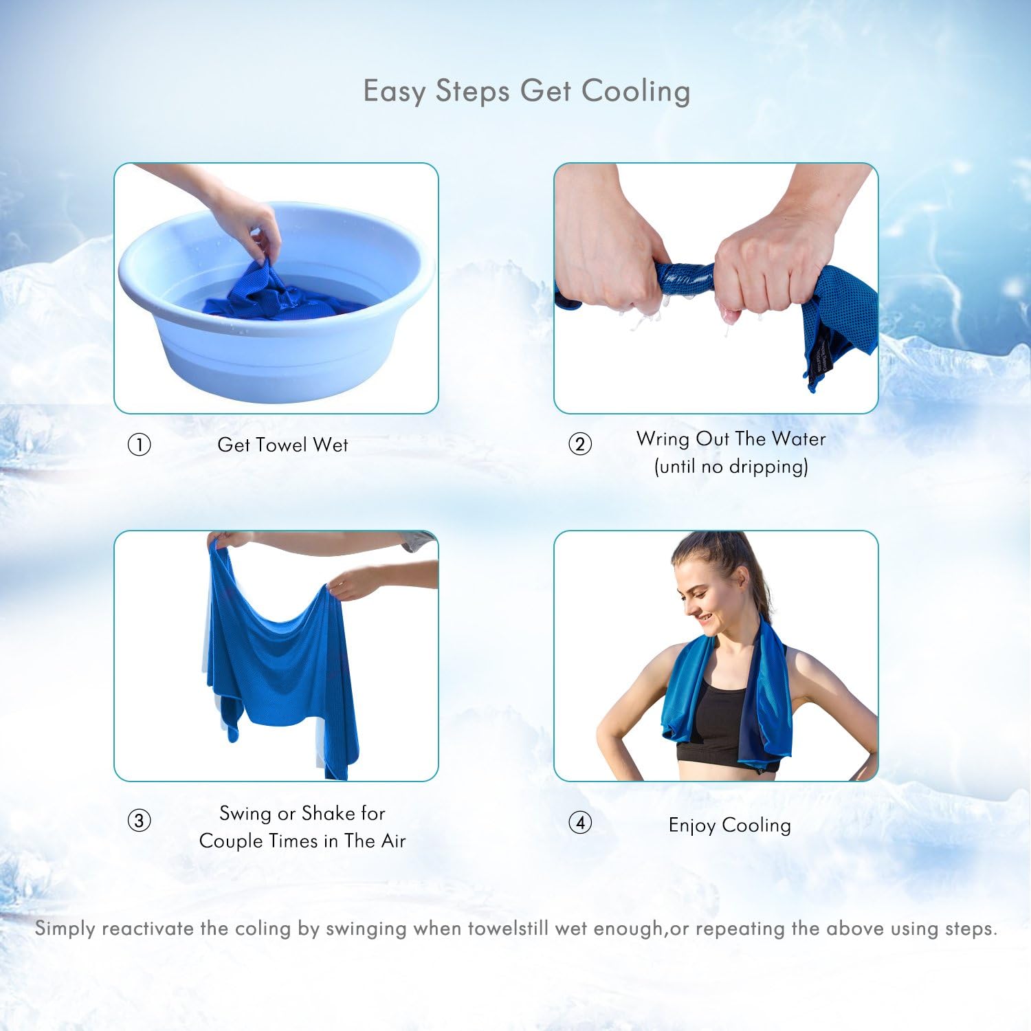 Cooling Towel, Cooling Neck Bandanas, Chill Towels Snap Cool Towel for Gym Golf Sports in Hot Summer, Turquoise 12 x 40 Inch : Sports & Outdoors