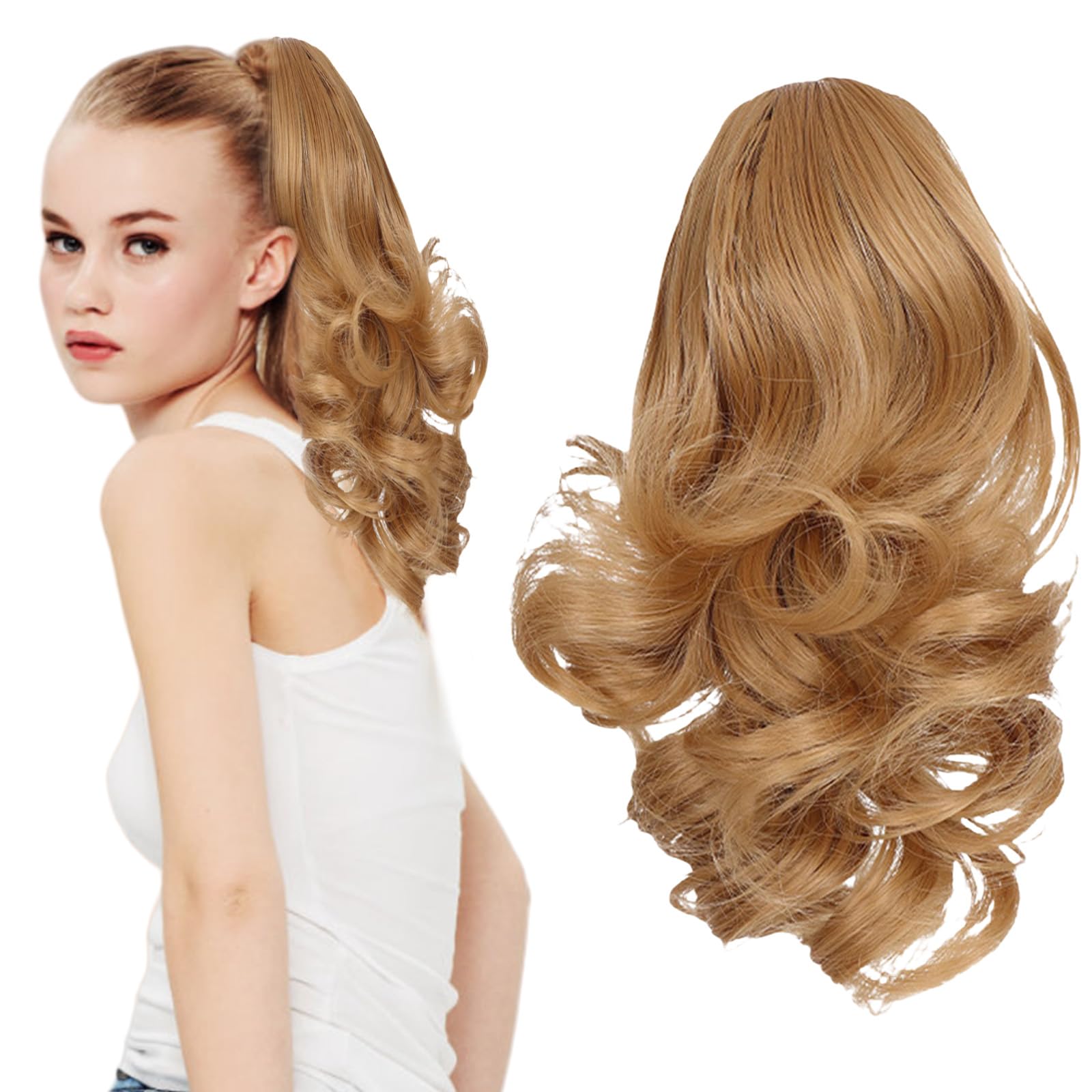 Traziewell Hair Extensions Clip in Long Claw Ponytail Extension One Piece Synthetic Great Wave Curly Hairpieces 0912