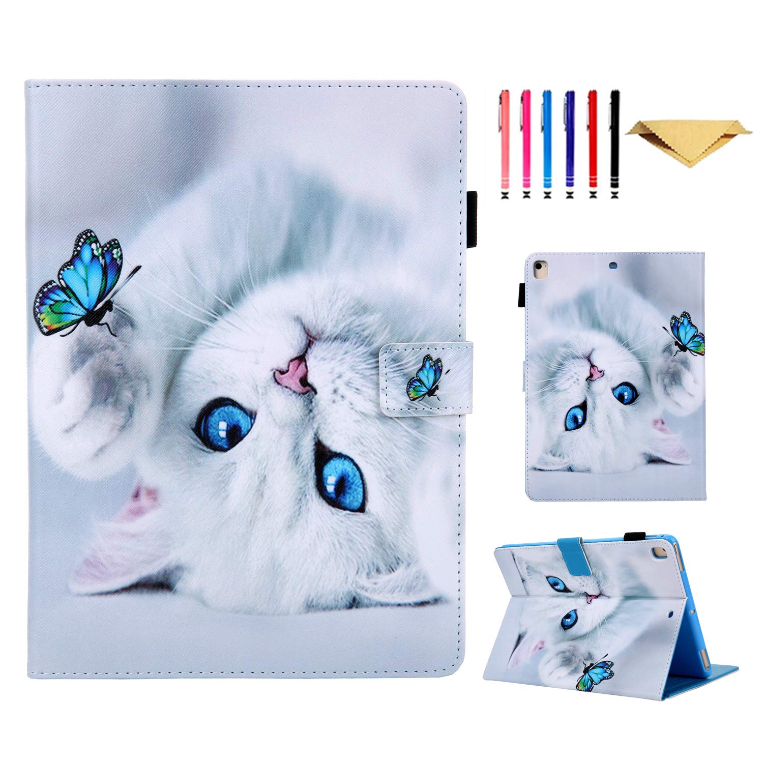Ausmix for iPad 9th/8th/7th Generation Case, ipad Cover 10.2 Inch 2021/2020/2019, PU Leather Protective Smart Cover for iPad 9th/8th/7th Gen 10.2 inch with Auto Wake/Sleep, Cute Cat — image 1