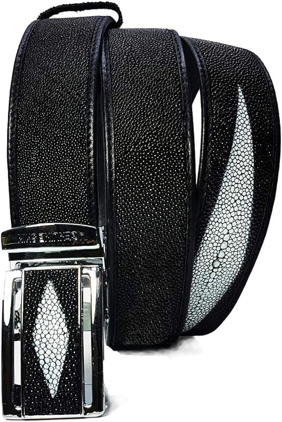 45" Black Genuine Stingray Skin Belt Made from Real Stingray Leather for Men's and Gift for Him