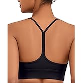 AegisChic Womens Y Sports Bras Yoga Top with Removable Cups Spaghetti Thin Strap Workout Gym Bra Tops
