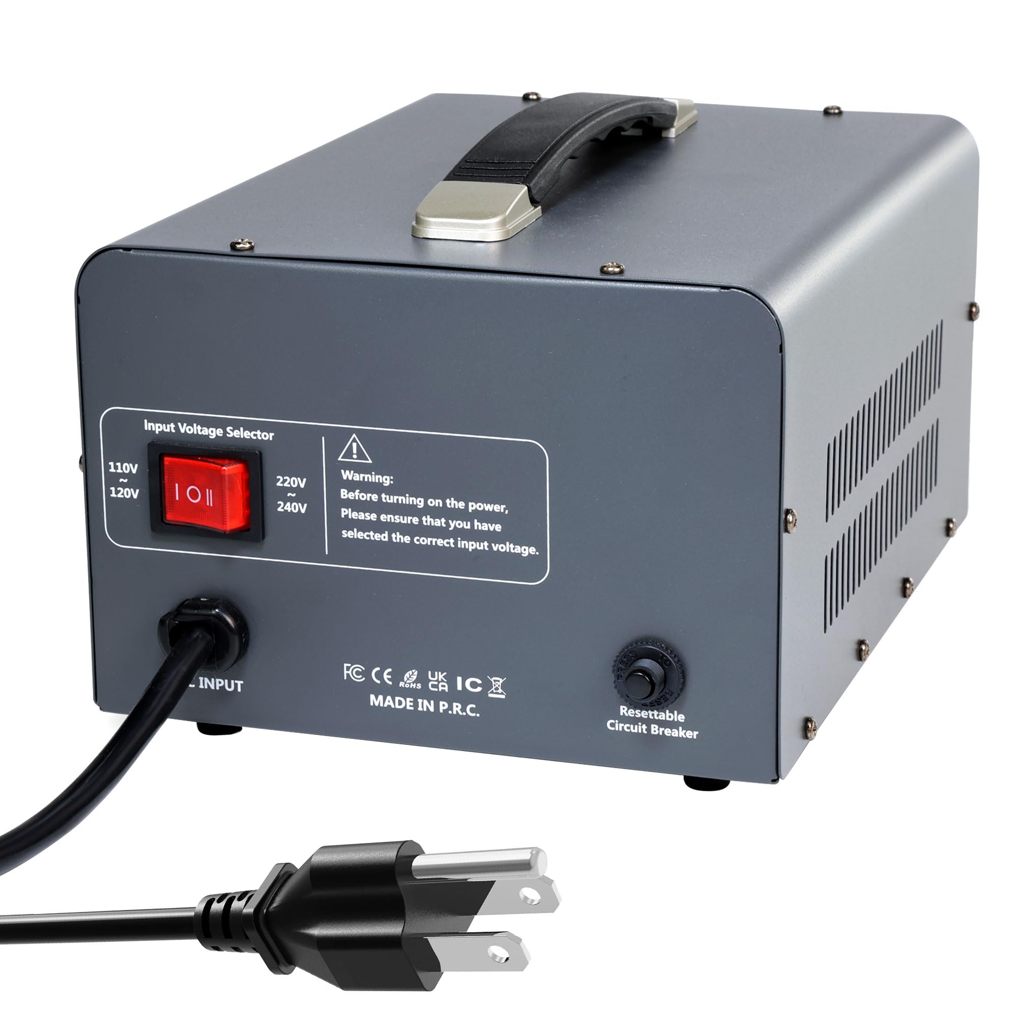 Yinleader 5000 Step Up/Down Transformer Converter 110/120 Volt - 220/240 Volt w/US Power Cord,Circuit Breaker Protection (Grey)