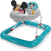 Bright Starts Disney Baby Mickey Mouse Original Bestie 2-in-1 Baby Activity Walker - Easy Fold Frame and Removable -Toy Station, 6 Months and up