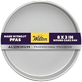 Wilton Aluminum Round Cake Pan, Made Without PFAS, 8 x 3 in | Natural Anodized Aluminum, Even Heating & Rust-Resistant for Pr