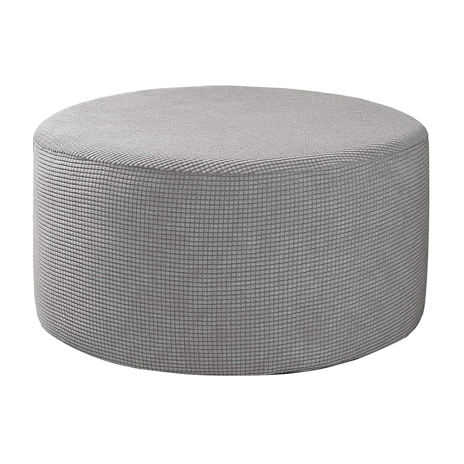 Evalue Ottoman Slipcovers Round Ottoman Footstool Cover Removable Gray
