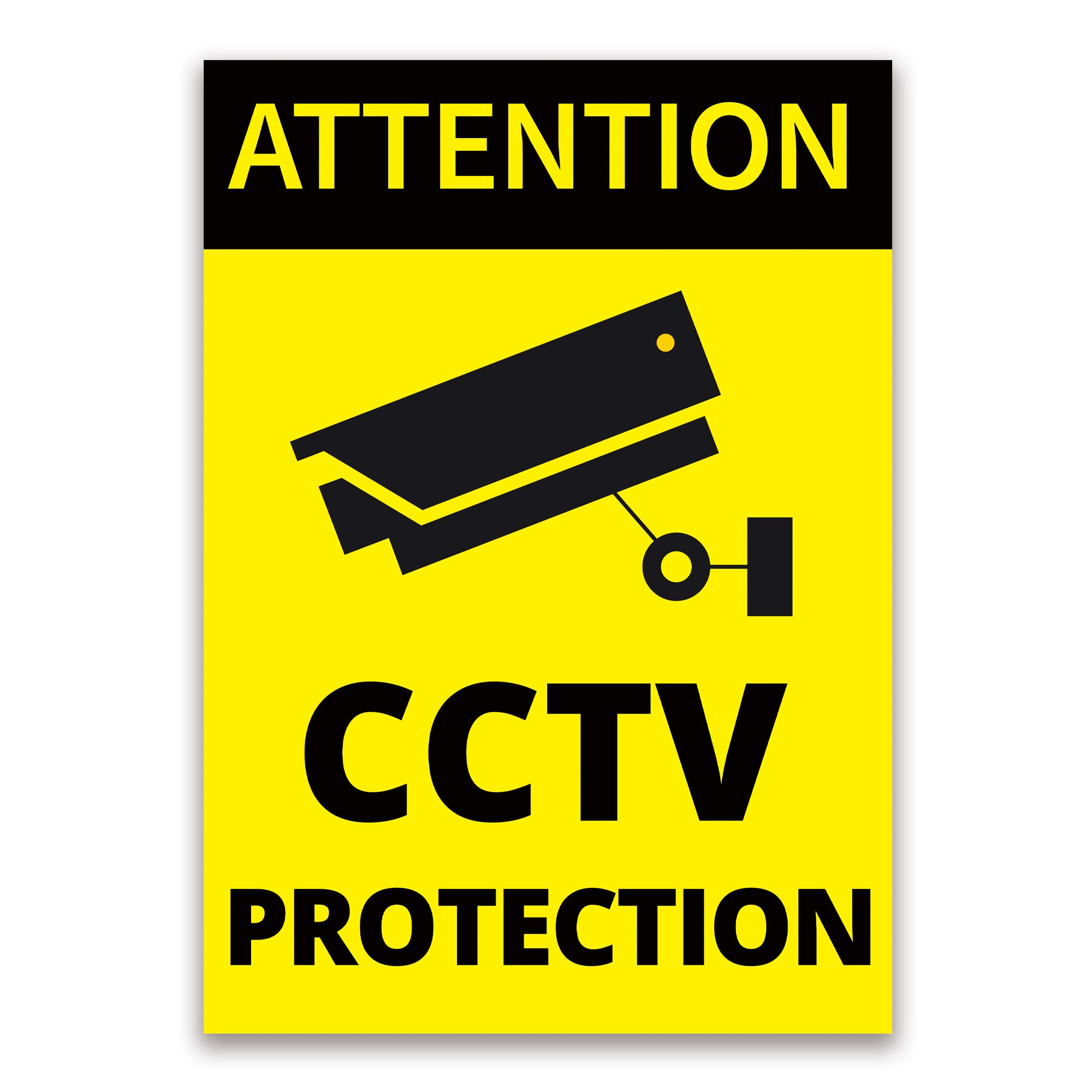‘ATTENTION’, ‘CCTV PROTECTION’ Warning Sign. Tough, Durable and Rust-Proof Weatherproof PVC Sign for Outdoor Use, 297MM X 210MM. No 006