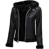 Blingsoul Womens Leather Sherpa Jacket - Real Leather Winter Jackets for Women
