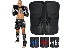 Elite Sports Muay Thai Kickboxing Curved Training Pads (2 PCS) for Kickboxing,MMA,Taekwondo,Karate. Ideal for Punches,Knees, and Kicks in Martial Arts Training