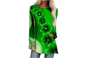 OLIVCKER St Patricks Day Shirt Women Lucky Clover Print Tunic Tops to Wear with Leggings Irish Gift Shamrock Graphic Tees