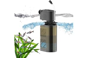 VCRAZE Submersible Aquarium Filter 3-Stage Fish Filter for Fish Tank, Turtle Filter Fish Tank Filter with Aeration & Dual Water Outlet, Turtle Tank Filter Pump for 10-40 GAL Aquariums