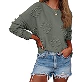 Tutorutor Womens Cute Heart Love Print Valentine Sweater Tops Oversized Crew Neck Dot Ball Loose Knitted Jumper Pullover