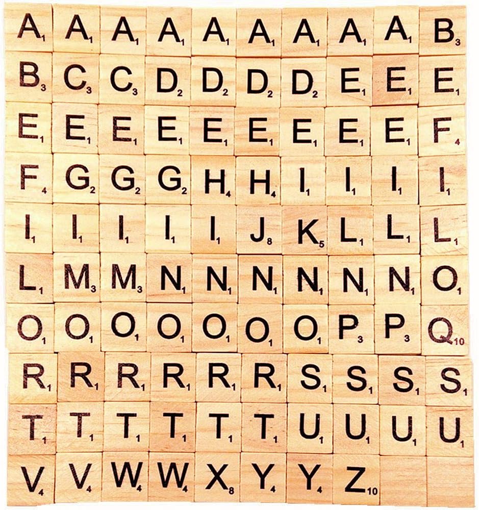 Amazon Com Adv One 100pcs Wooden Scrabble Tiles Black Capital Letters Numbers For Diy Crafts Decoration Making Alphabet Coasters And Scrabble Crossword Game Kids Early Education Spelling Toys Buy 2 Set Toys Games