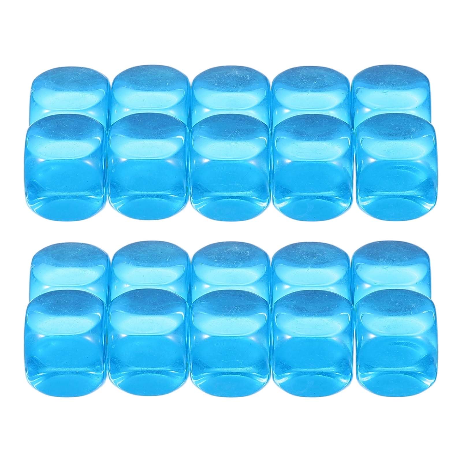 PATIKIL 16 mm Clear Acrylic Dice Blank, 100 Pcs Standard Game Dice Rounded Corner with Smoothed Surface Six Sided for Board Games Teaching, Light Blue