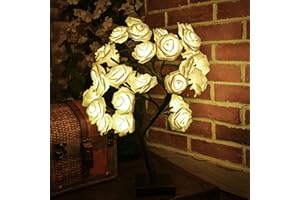Snokip Rose Flower Tree Lamp, 32 Led Rose Table Lamp Gift for Girls Woman Teens Home Decor Battery Powered for Bedroom Living Room Party Wedding Christmas Valentine's Day Decor