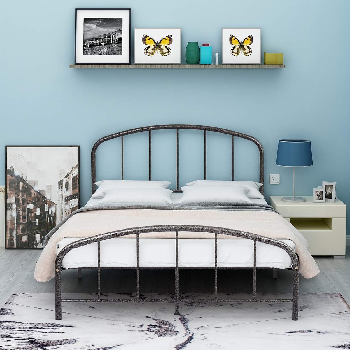 Best queen metal platform bed with headboard