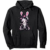 Goth Bunny Anime Girl Cute E-Girl Gothic Outfit Grunge Pullover Hoodie
