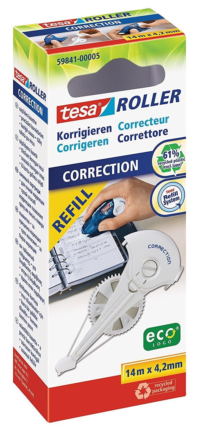 tesa Eco-Friendly Correction Roller ecoLogo - for precise correcting and rewriting, easy to use,14m:4.2mm, refill — image 1