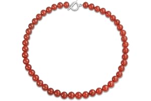 Plain Simple Smooth Western Jewelry Classic Red Carnelian Round 10MM Bead Strand Collarbone Necklace For Women Teen Silver Pl