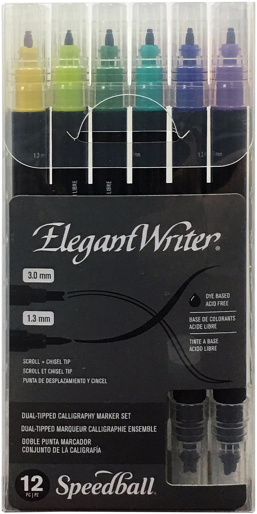Speedball Elegant Writer Dual-Tipped Marker Set 12 Pieces, Pen Calligraphy, Writing, Card, Hand Writing, Drawing Essentials