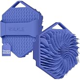 SILKLE Silicone Body Scrubber Exfoliator, Shower Scrubber &amp; Silicone Loofah | Exfoliating Body Scrubber, Non-Slip Grip - Silicone Bath Brush &amp; Shower Brush for Body, Quick-Rinse One-Piece Design - Blue