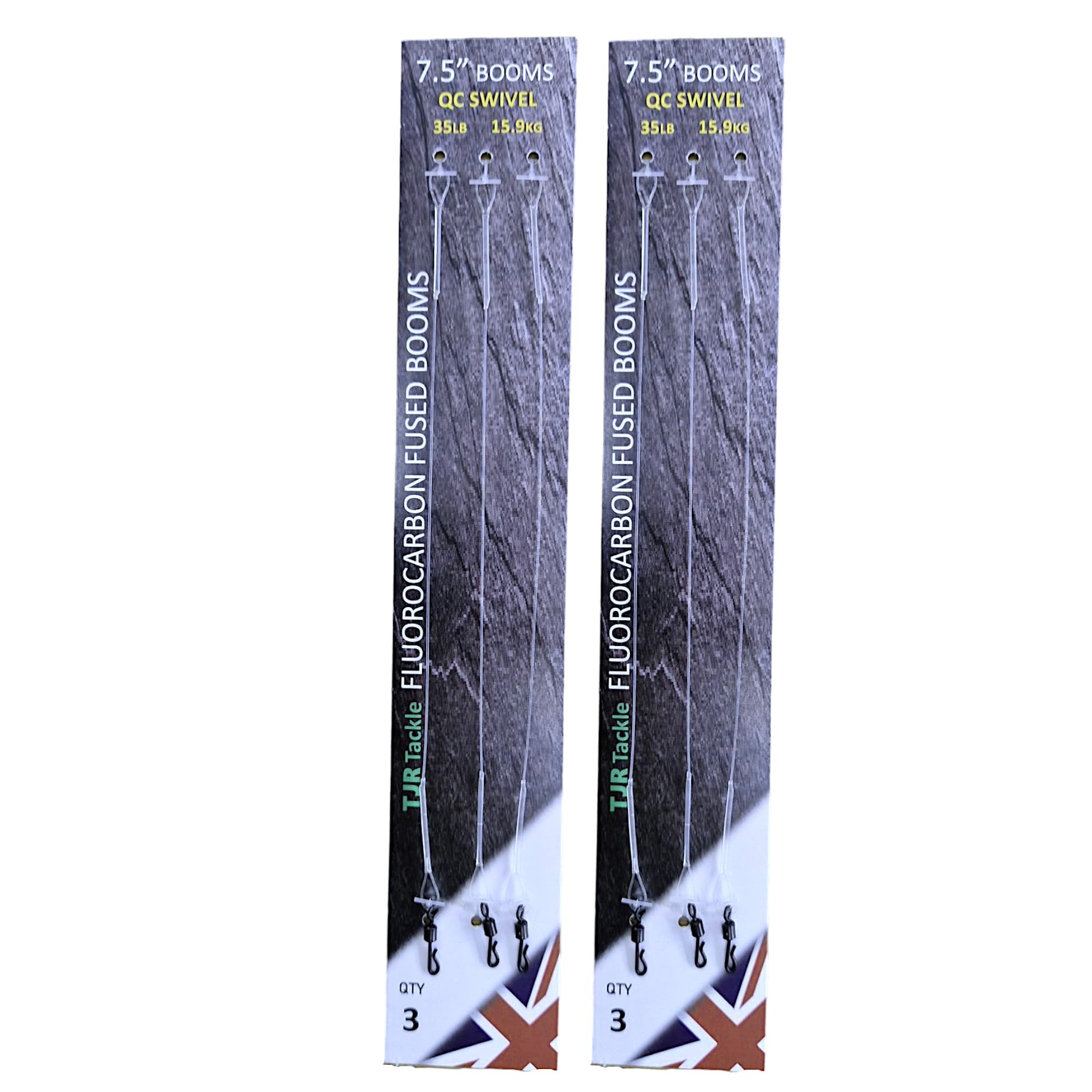 Twin Pack Fluorocarbon Leaders Quick Change Swivel Booms 6 Booms (7.5 inch)
