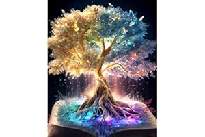 FemGe 5D Diamond Painting Kits for Adults, DIY Diamond Art Kits for Beginners Colorful Life Tree Full Drill, Gem Art Diamond Dots for Home Wall Decoration Gift 16x20inch